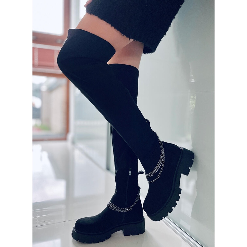 PA1 Botas pretas peludas femininas preto 1