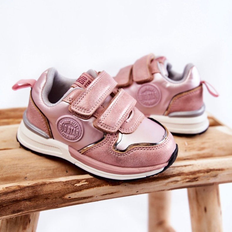 Tênis esportivo infantil velcro Memory Foam System Big Star KK374180 Rosa 2
