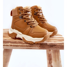 FR1 Botas infantis Caçadores quentes com zíper Camel Marvin castanho 1