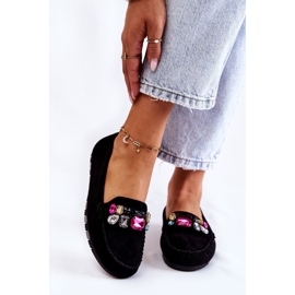 PS1 Mocassins femininos de camurça com enfeites Janetta preta preto 1 PS1 Mocassins femininos de camurça com enfeites Janetta preta preto 1