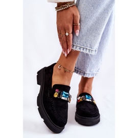 PS1 Mocassins femininos de camurça com decoração preta Karlott preto 1