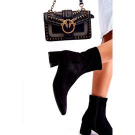 WD1 Botas altas femininas de camurça preta Gloriss 8098-1 preto 2