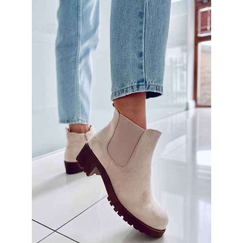 BM Botas Chelsea de salto baixo Laine Beige Suede bege 1