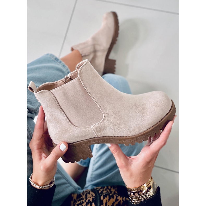BM Botas Chelsea de salto baixo Laine Beige Suede bege 2