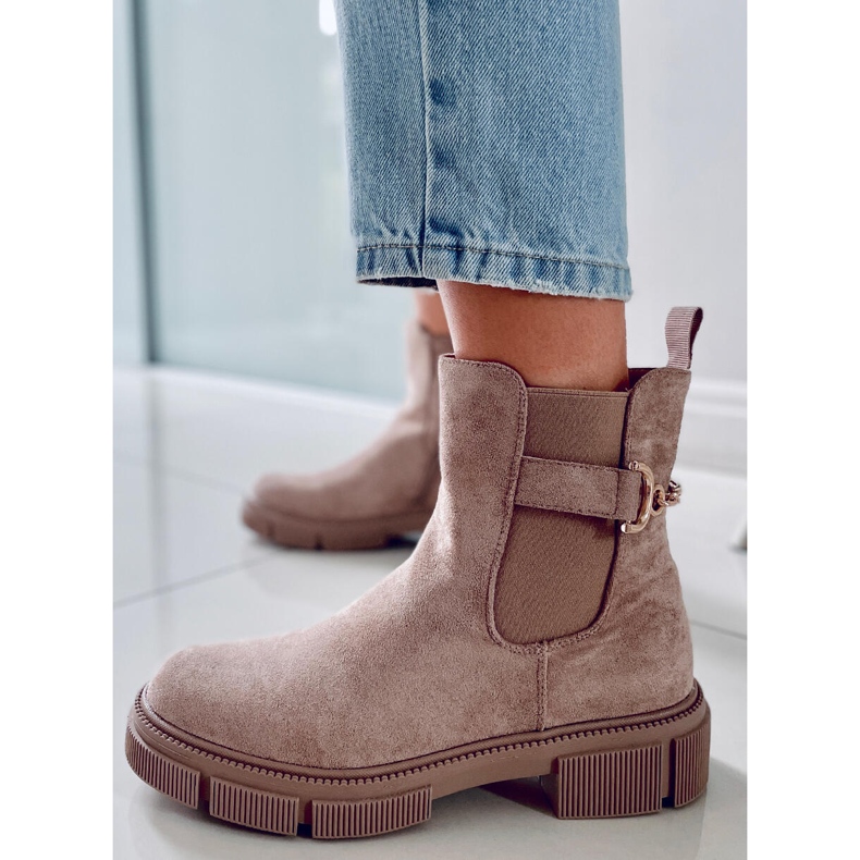 BM Chuteiras Chelsea femininas Chance Khaki bege 1