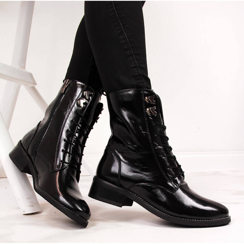 Botas de pele de mulher Dolce Pietro pretas preto 2