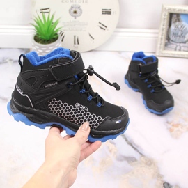 Botas de neve para crianças impermeáveis ​​com Velcro American Club AM904A preto 1