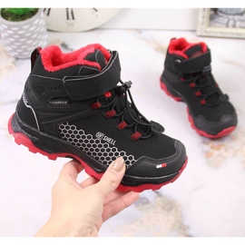 Botas de neve para crianças impermeáveis ​​com Velcro American Club AM904B preto 2