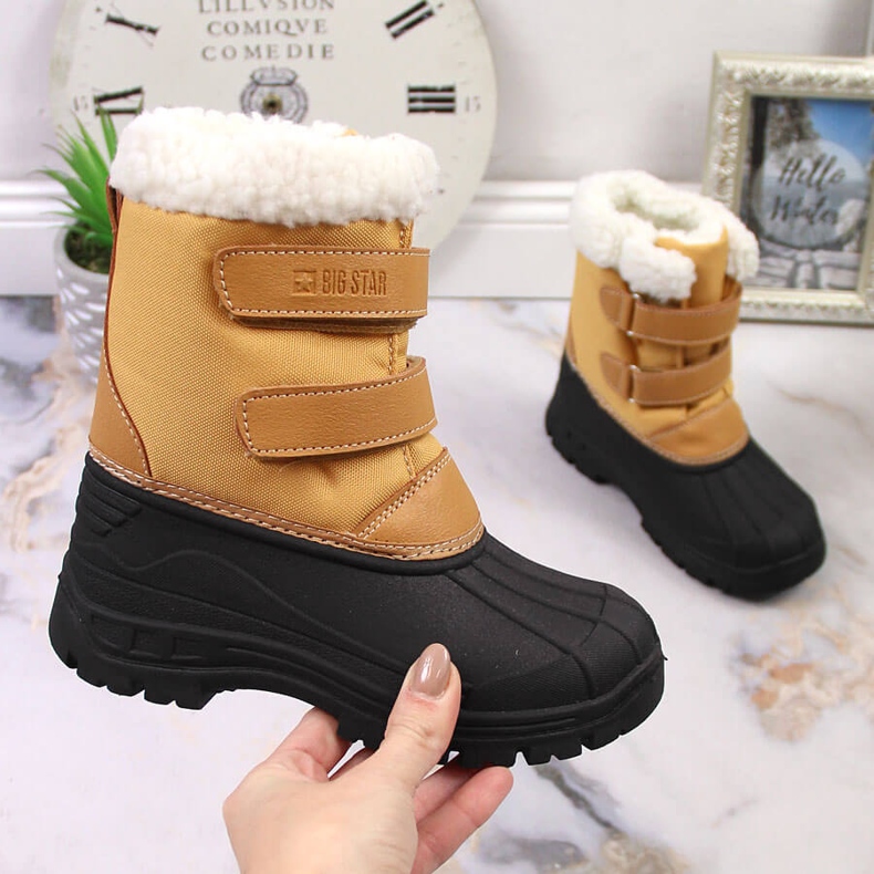Botas de neve para crianças com camelo isolado em velcro Big Star KK374237 preto amarelo 1