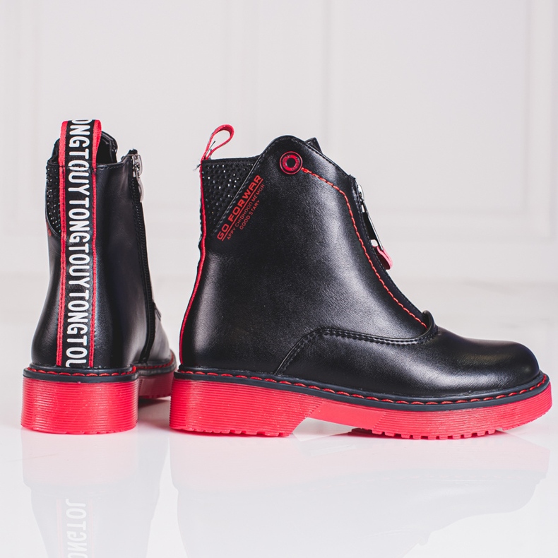 Botas pretas de menina com sola Shelovet rosa preto 1