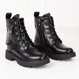 Botas para menina com corrente Shelovet preta preto 1