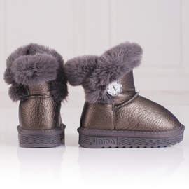 Botas de neve de menina com pelo Shelovet castanho marrom 2