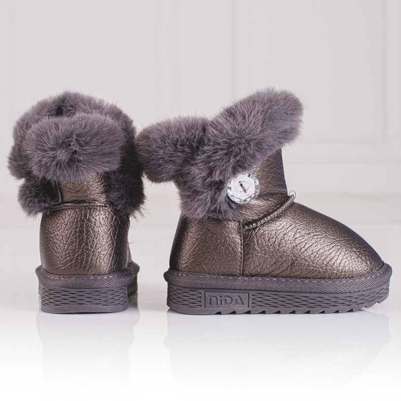 Botas de neve de menina com pelo Shelovet castanho marrom 2