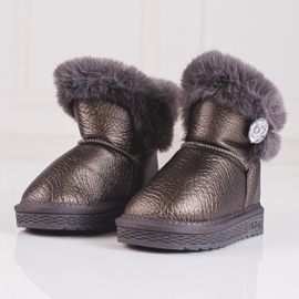 Botas de neve de menina com pelo Shelovet castanho marrom 1