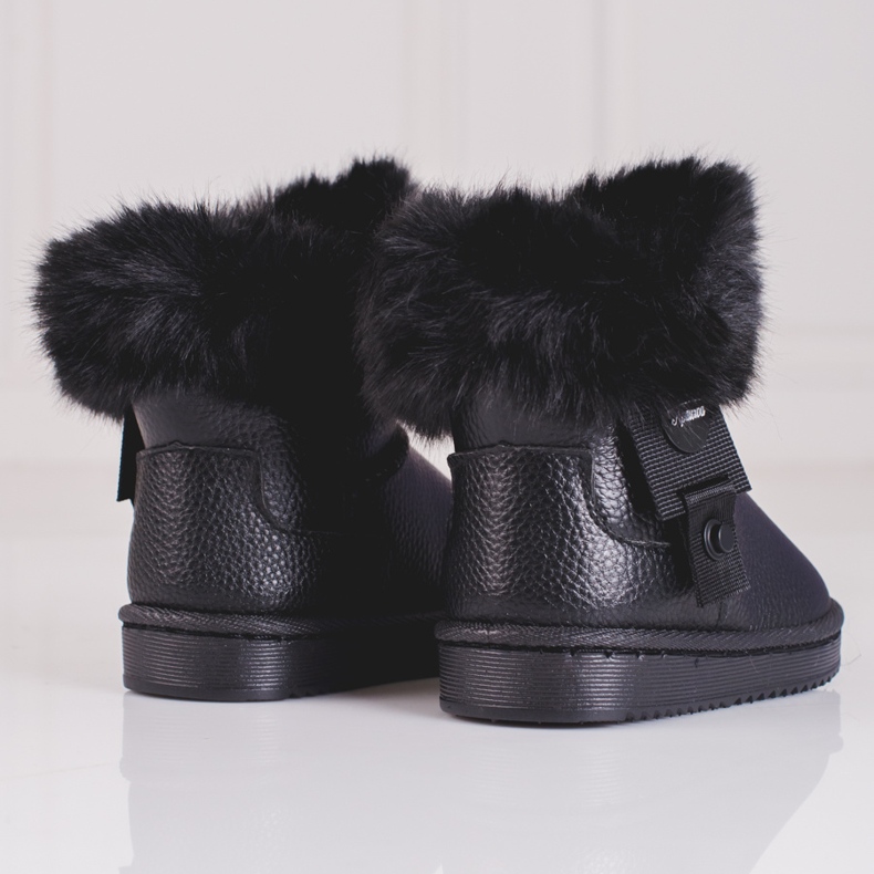 Botas de neve pretas de menina com pelo Shelovet preto 1