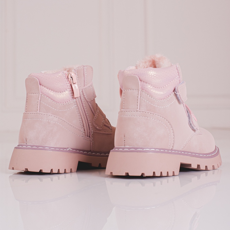 Botas rosa de menina com velcro Shelovet 1