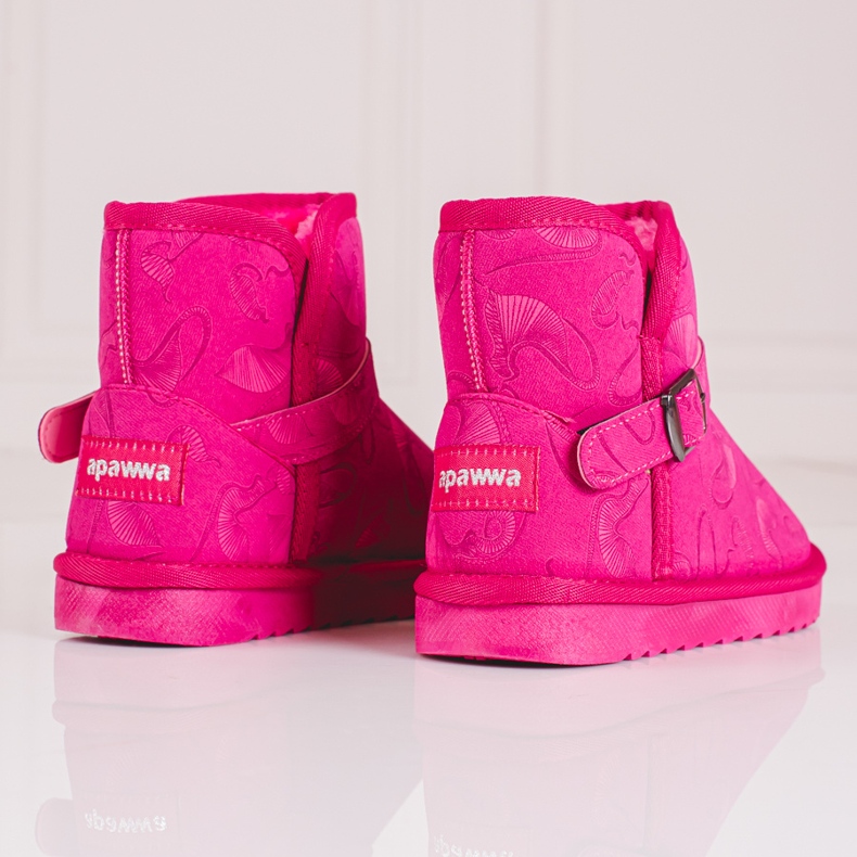 Botas de neve para menina com padrão Shelovet em rosa 1