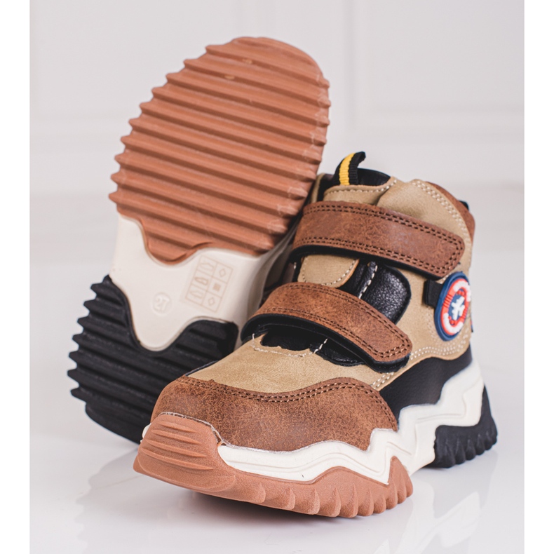 Botas altas para menino com velcro Shelovet castanho marrom 1