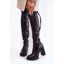 Lewski Shoes Botas de couro nos sapatos Lewski 3245 plataforma preta preto 1