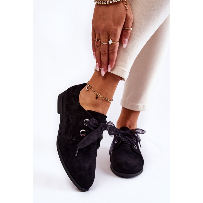 Sapatos femininos de camurça com amarração La.Fi 210014B-SU preto 1