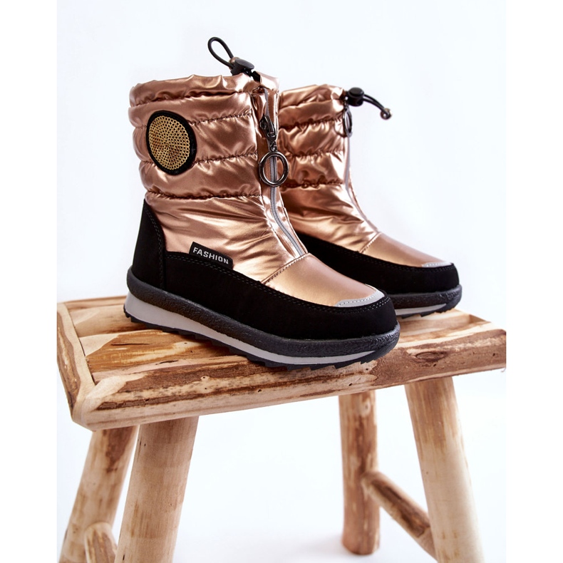 Botas altas de neve isoladas com lã dourada preto 1 Botas altas de neve isoladas com lã dourada preto 1