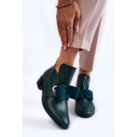 Sapatos de couro com laço de camurça, verde 1 Sapatos de couro com laço de camurça, verde 1