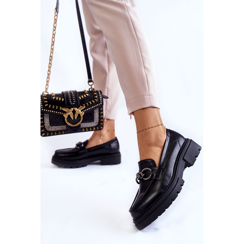 Mocassins femininos de couro mocassins la.fi black willows preto 2