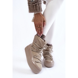 PM1 Botas femininas de neve com cadarço na moda bege carrios 1 PM1 Botas femininas de neve com cadarço na moda bege carrios 1