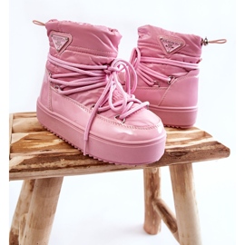 PM1 Botas de neve quentes com cadarço rosa Colina 2