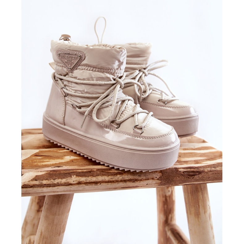 PM1 Botas de neve quentes com cadarço bege Colina castanho 1 PM1 Botas de neve quentes com cadarço bege Colina castanho 1