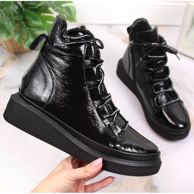 Botas isolantes lacadas em couro Artiker W HBH36 preto 1