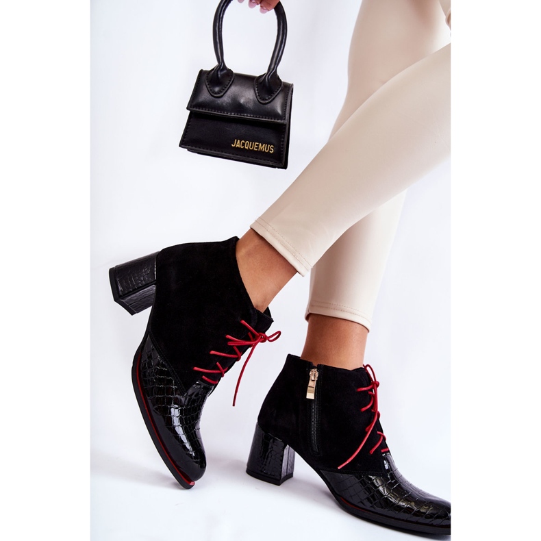 PA2 Botas Femininas de Salto Baixo Preto Ebba 2