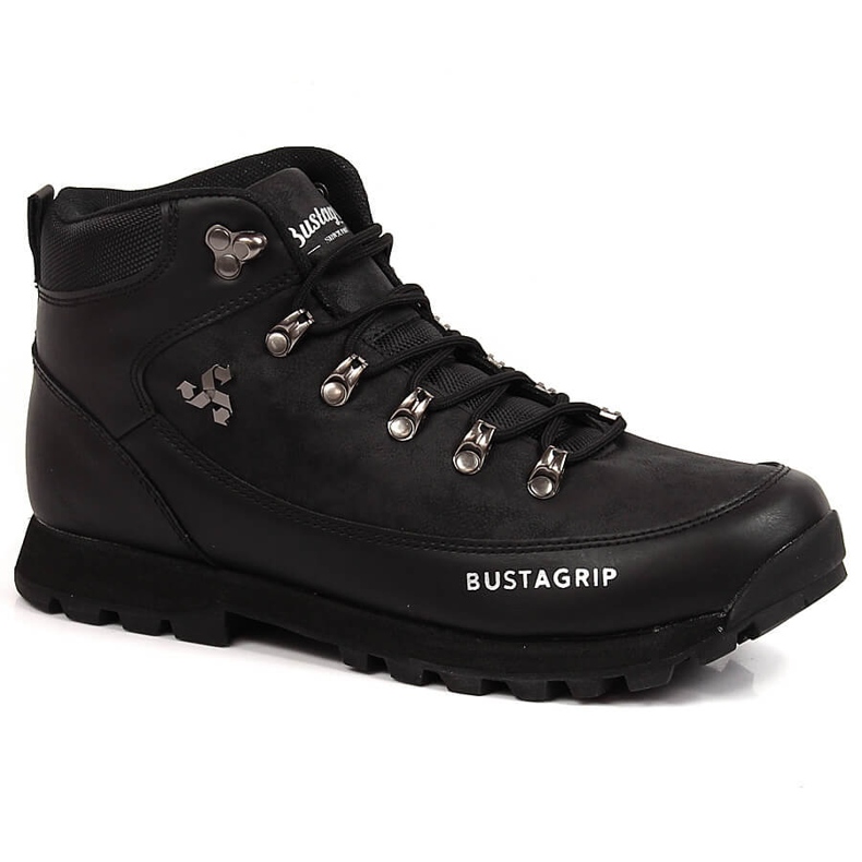 Sapatos de trekking masculinos de couro preto Bustagrip 1