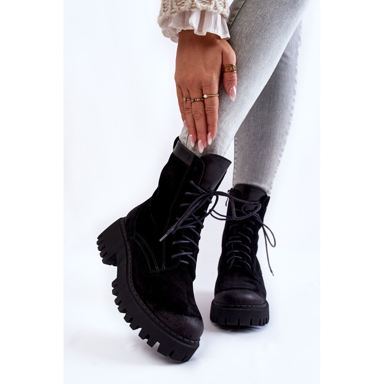 PL5 Botas quentes clássicas de camurça preta Caima preto 2