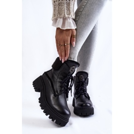 PL5 Botas femininas Trapper de couro preto Vergo 2