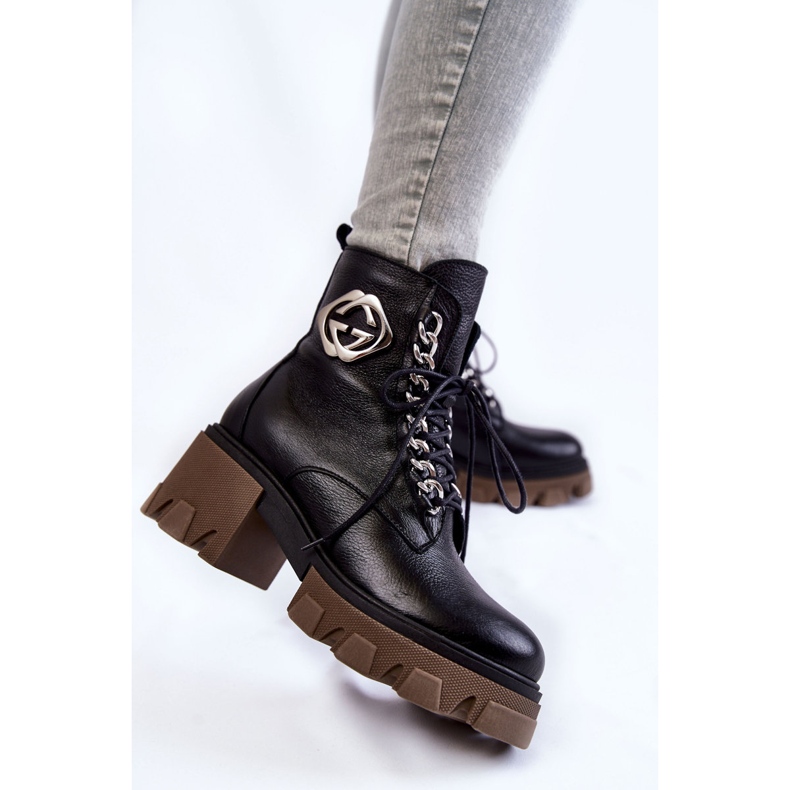 PL5 Botas quentes de couro pretas Raynes com zíper preto 2 PL5 Botas quentes de couro pretas Raynes com zíper preto 2