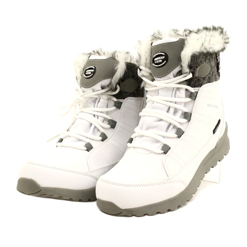 Botas de neve softshell com membrana American Club SN26 / 22 em branco cinza 3