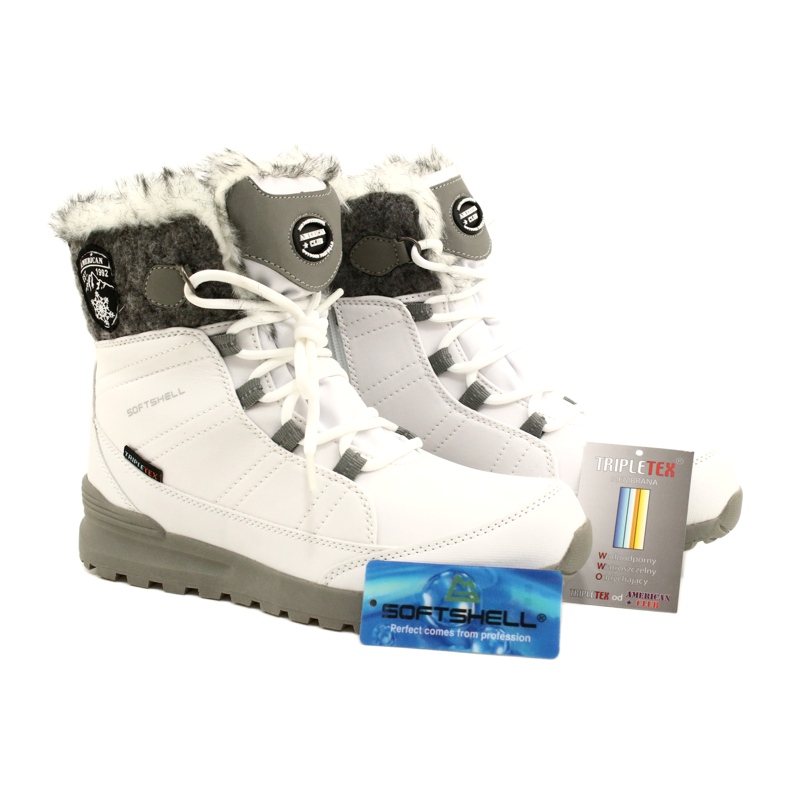 Botas de neve softshell com membrana American Club SN26 / 22 em branco cinza 5