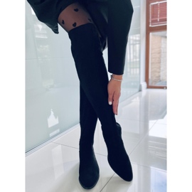 PA1 Botas acima do joelho pretas de salto baixo Gwen preto 1