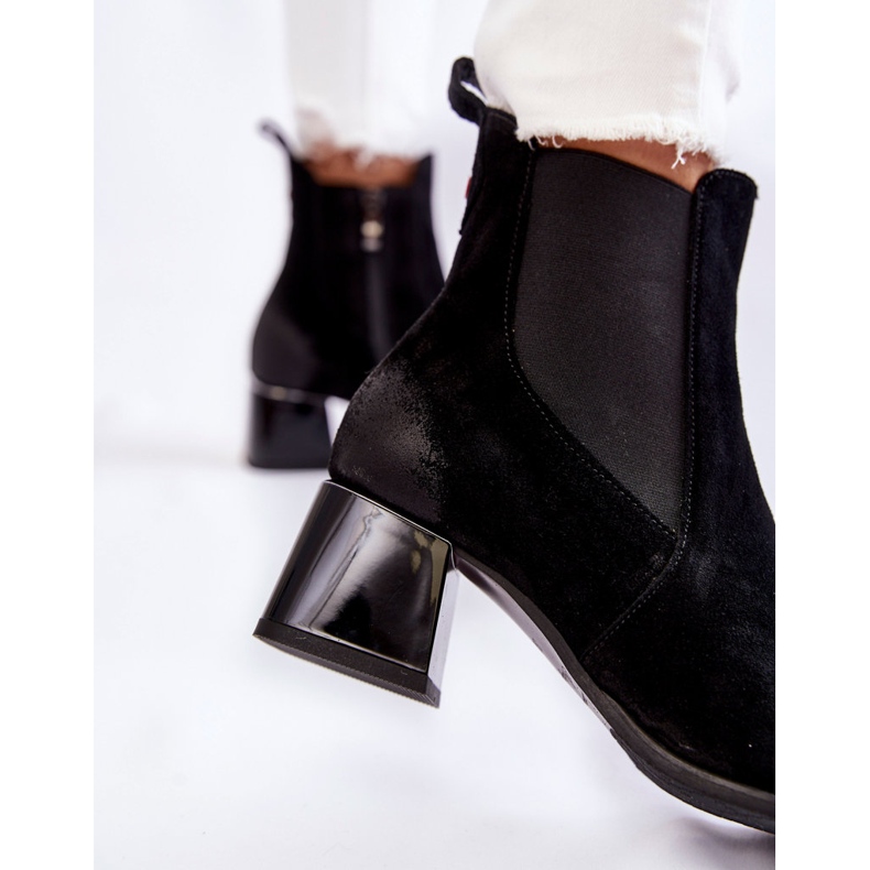 Botas femininas de camurça no calcanhar Berit preto 2