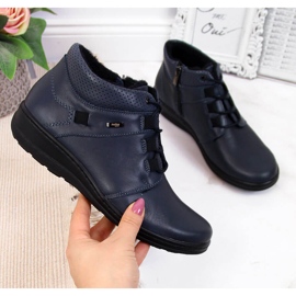 Botas de pele quentes de mulher, azul marinho Helios 521 azul-marinho 2