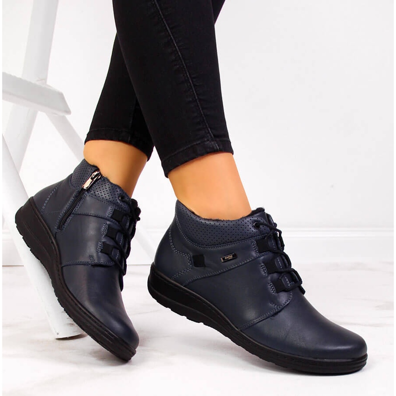 Botas de pele quentes de mulher, azul marinho Helios 521 1