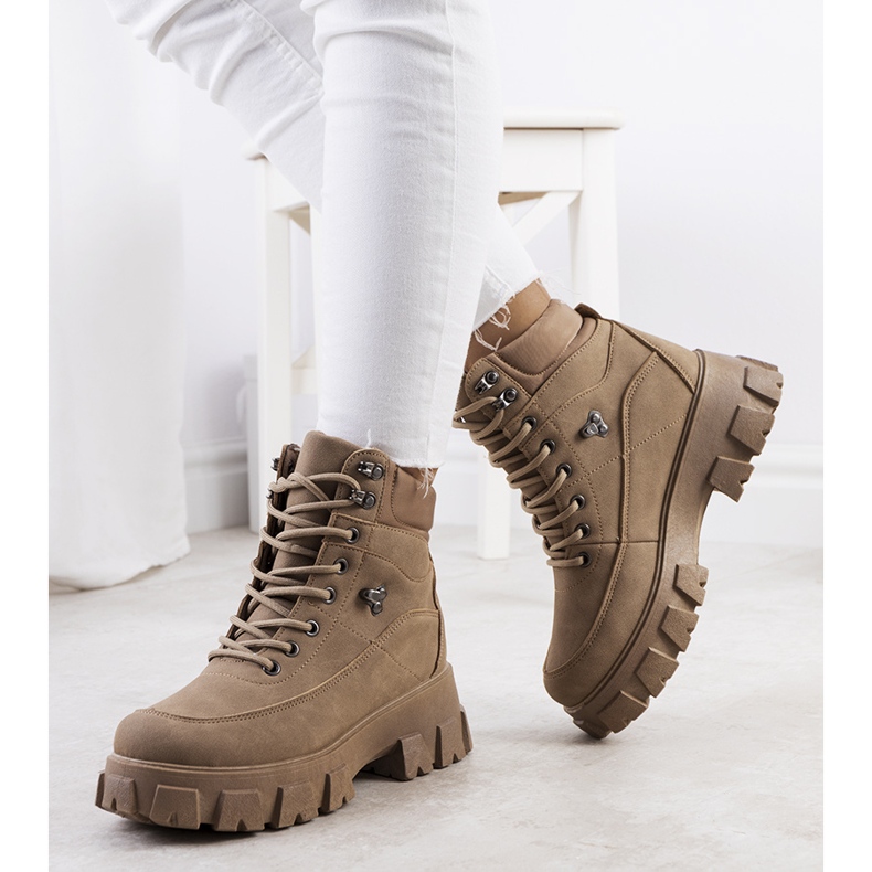 Botas de caminhada de mulher Bisa castanhas bege 1