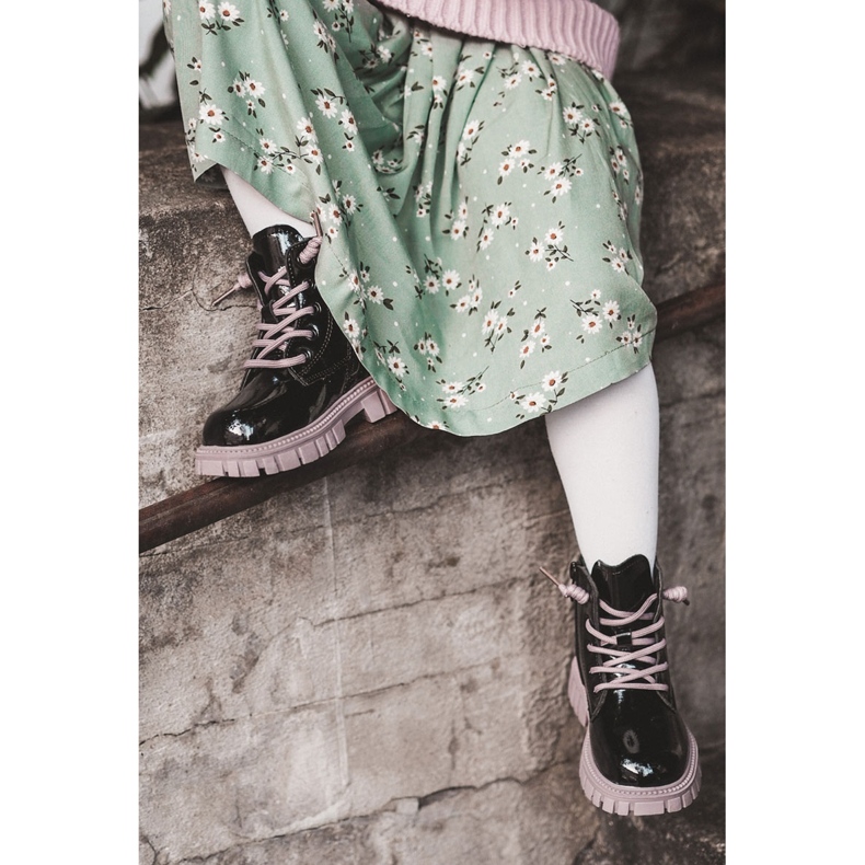 PA1 Botas quentes lacadas em preto e violeta Heidi roxo 1