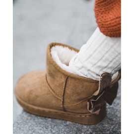 Botas de neve quentes para meninas com laços Camel Meriva marrom 1