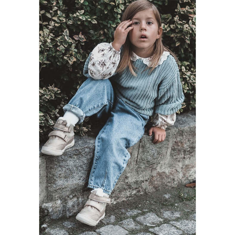 Botas quentes infantis com velcro Big Star KK374189 Bege-Ouro marrom 1