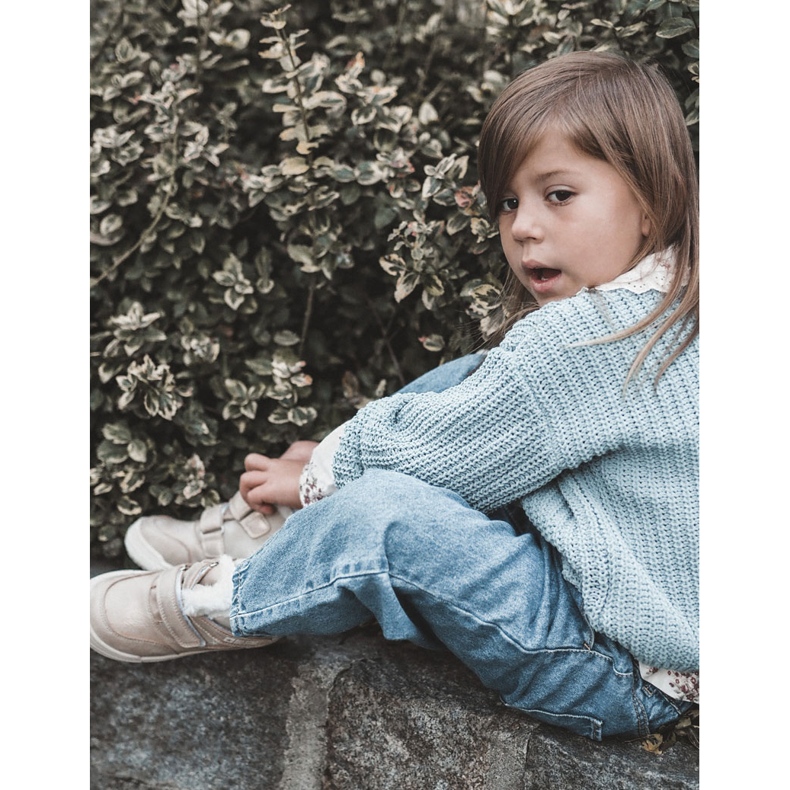 Botas quentes infantis com velcro Big Star KK374189 Bege-Ouro castanho 2