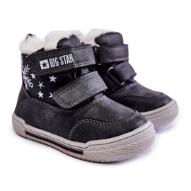 Botas quentes infantis com velcro Big Star KK374191 preta preto 1 Botas quentes infantis com velcro Big Star KK374191 preta preto 1