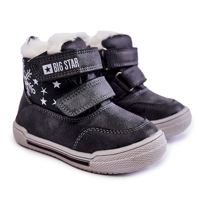 Botas quentes infantis com velcro Big Star KK374191 preta preto 1 Botas quentes infantis com velcro Big Star KK374191 preta preto 1