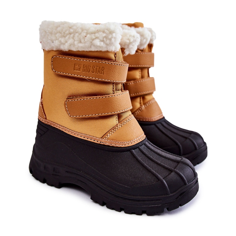 Botas de neve infantil em velcro Big Star KK374237 camelo laranja 1